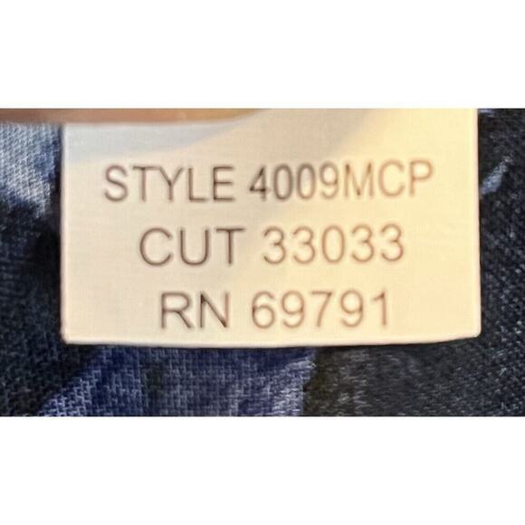 Roz & Ali Animal Print Blouse Top Front Knot Button Up Blue Size L New - Picture 12 of 12